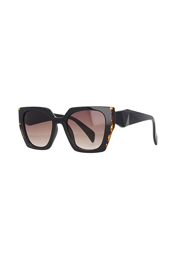 The Design Luxury Lunettes de soleil carrées Hommes Femmes Fashion Shades Thé Lunettes Uv400 Vintage Lunettes, Léopard Noir,