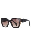 The Design Luxury Lunettes de soleil carrées Hommes Femmes Fashion Shades Thé Lunettes Uv400 Vintage Lunettes, Léopard Noir, 