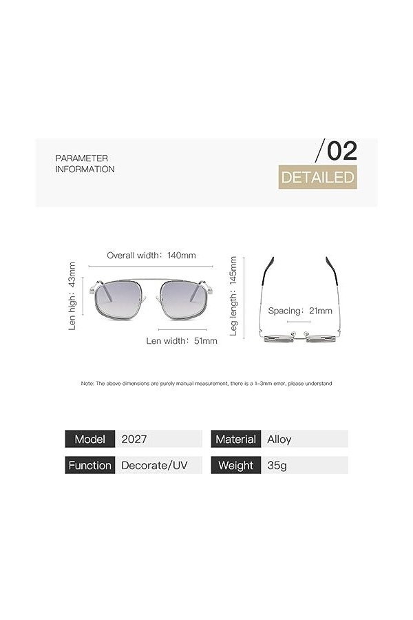 HCHES Lunettes de soleil steampunk pour hommes Lunettes de soleil vintage pour femmes, B05, taille unique