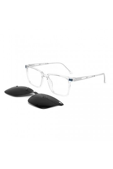 HPIRME Montures de lunettes carrées légères pour hommes Lunettes de soleil polarisées Clip magnétique Lunettes de vue pour fe