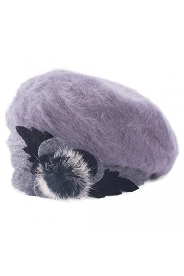 Lawliet Loretta Béret en laine mélangée pour femme Motif floral T496, gris, taille unique