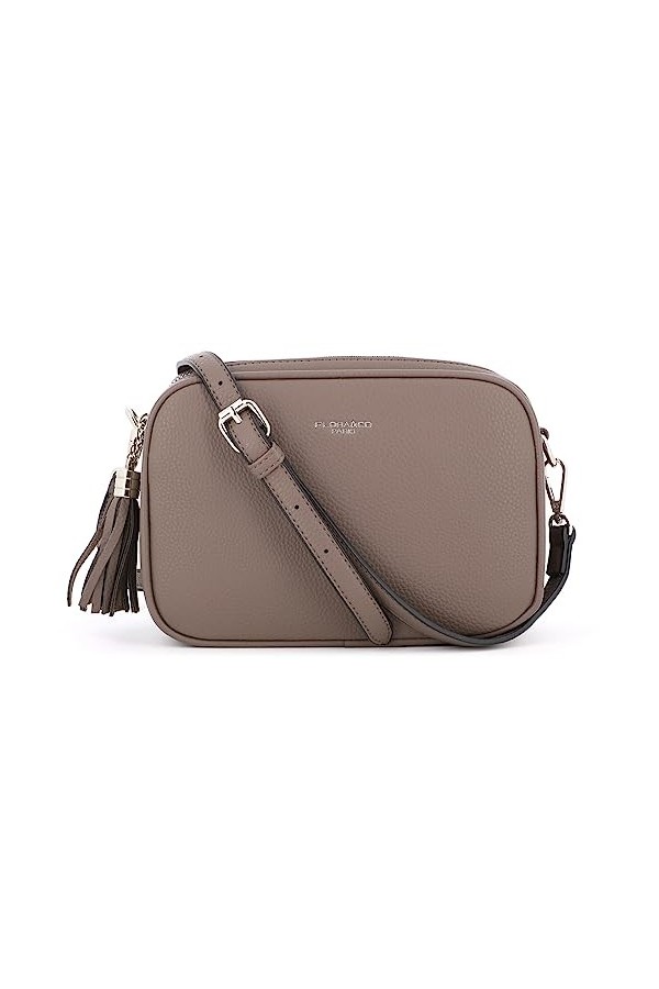 flora & co - Sac Caméra Bandoulière Femme Double Zip Frange - Sacoche Porté Epaule Croisé Forme Rectangle - Besace Ville Four