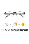 YXW Presbytes Lunettes de Soleil pour Homme +2,00 Métal Demi Frame Extérieur Photochromique Anti-UV Lunettes de Conduite