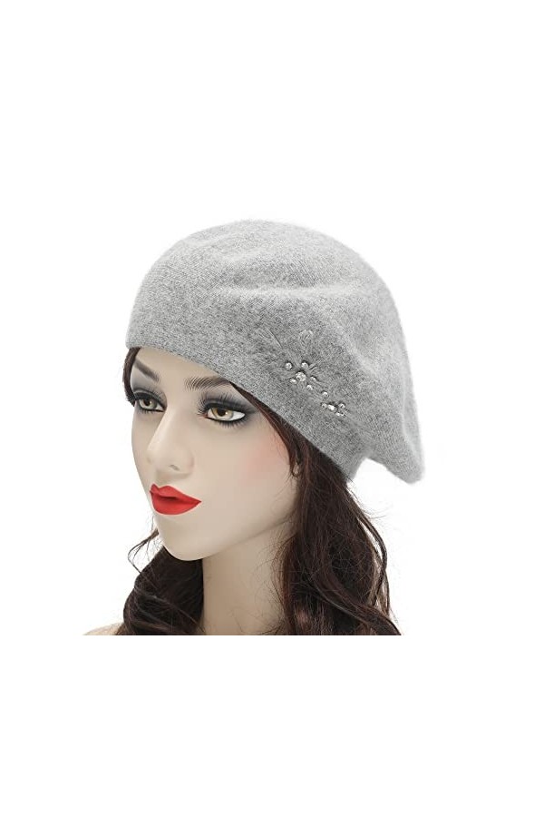 ZLYC - Béret français réversible pour femme et filles - Chapeau en cachemire chaud avec motif mosaïque - Couleur unie, Fleurs