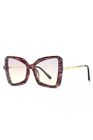 HPIRME Vintage surdimensionné flèche lunettes de soleil œil de chat pour femmes fleur impression alliage lunettes de soleil f