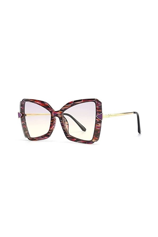 HPIRME Vintage surdimensionné flèche lunettes de soleil œil de chat pour femmes fleur impression alliage lunettes de soleil f