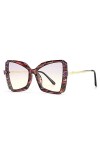 HPIRME Vintage surdimensionné flèche lunettes de soleil œil de chat pour femmes fleur impression alliage lunettes de soleil f