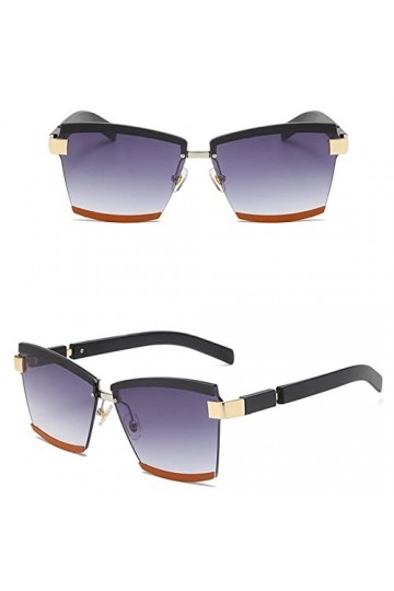 HCHES Lunettes de soleil rectangulaires sans monture femmes rétro surdimensionné noir dégradé lunettes de soleil femme lunett