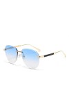 HCHES Lunettes de soleil sans monture Femme Lunettes de soleil Vintage Retro Shades for Women, C03 BLUE, Taille unique