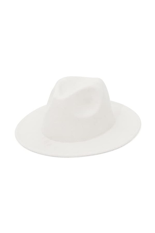 GEMVIE Femme Chapeau Fedora en Laine Vintage Chapeau de Jazz Homme Couleur Unie en Feutre à Large Bord pour Derby Vacances K