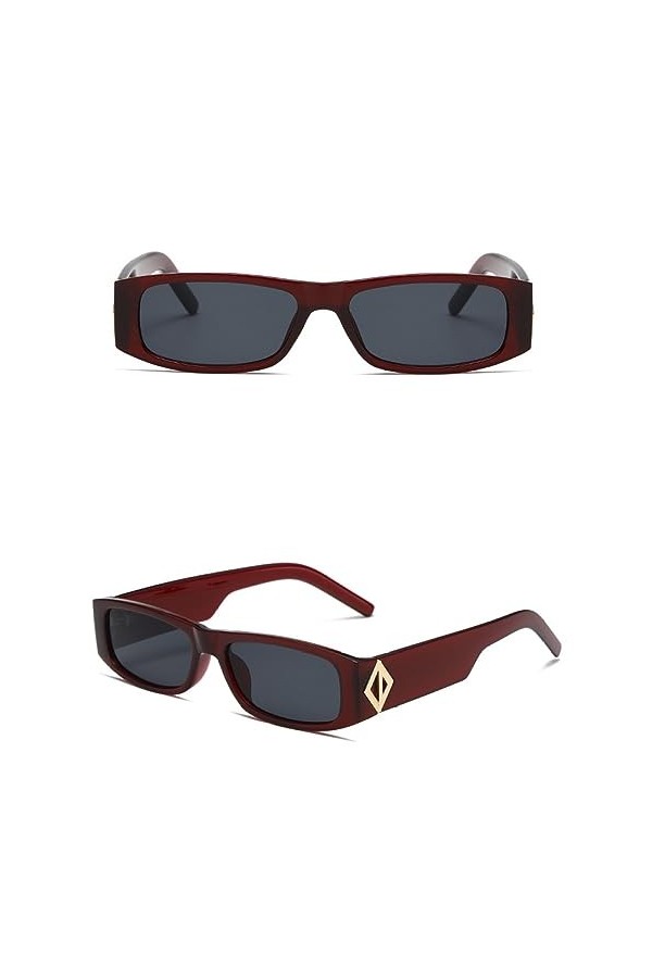 HPIRME Lunettes de soleil rectangulaires femmes petit cadre carré Vintage lunettes de soleil hommes nuances rétro UV400, 2204