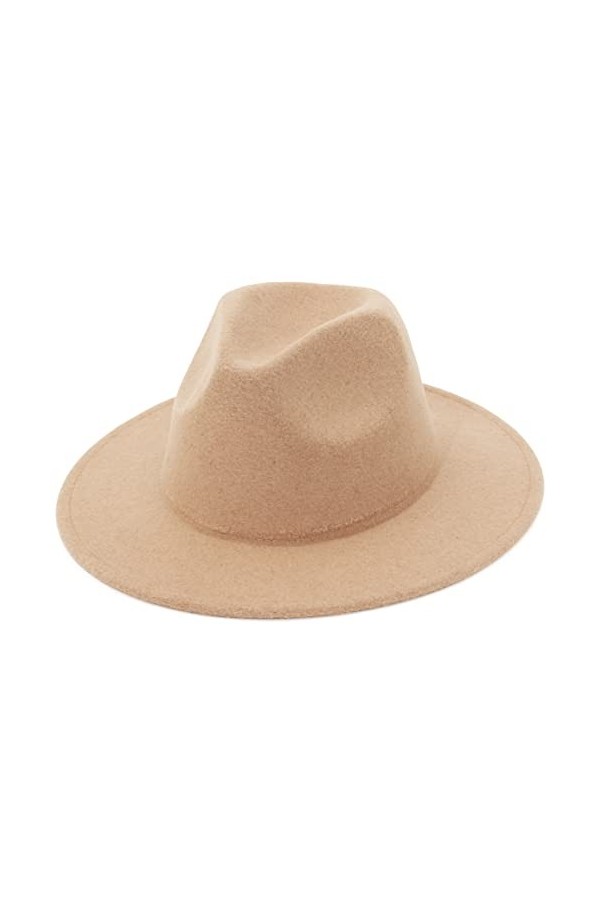 GEMVIE Femme Chapeau Fedora en Laine Vintage Chapeau de Jazz Homme Couleur Unie en Feutre à Large Bord pour Derby Vacances K