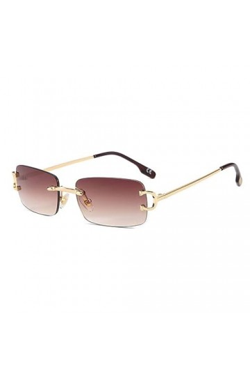 MUTYNE Lunettes de soleil de luxe sans monture pour femmes Lunettes de soleil rétro en métal pour femmes Petites nuances carr
