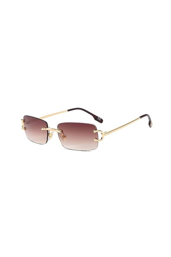 MUTYNE Lunettes de soleil de luxe sans monture pour femmes Lunettes de soleil rétro en métal pour femmes Petites nuances carr