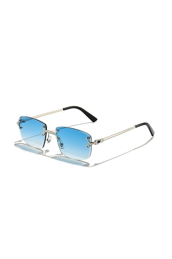 MUTYNE Lunettes de soleil de luxe sans monture pour femmes Lunettes de soleil rétro en métal pour femmes Petites nuances carr