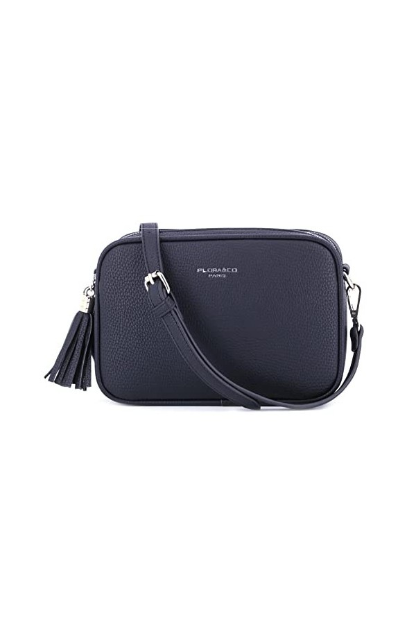 flora & co - Sac Caméra Bandoulière Femme Double Zip Frange - Sacoche Porté Epaule Croisé Forme Rectangle - Besace Ville Four