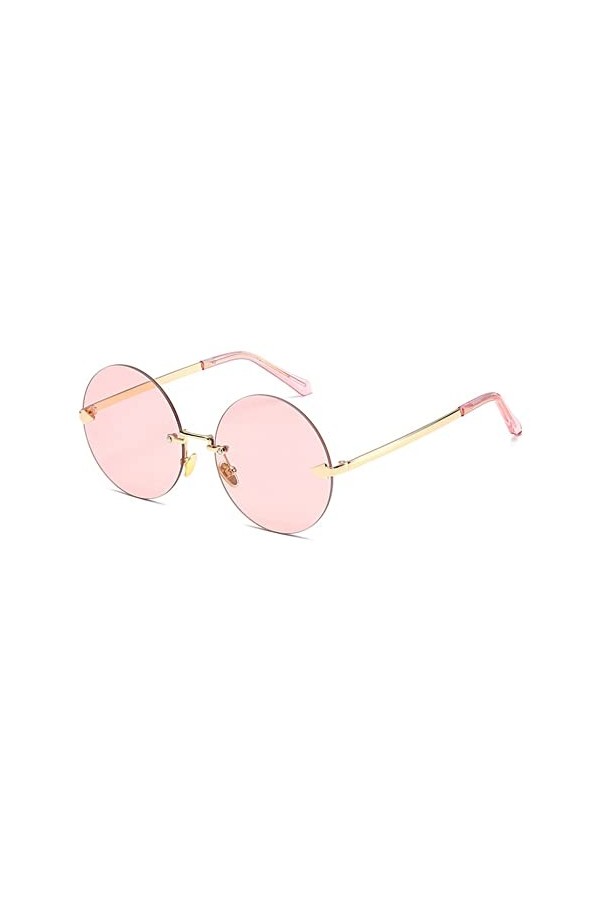 HPIRME Lunettes de soleil rondes sans monture femmes UV400 lunettes de soleil à monture en métal Candy Colors Lady, 2, taille