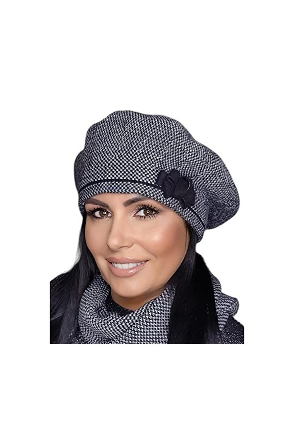 Kamea Élégant Béret dhiver Helena, Noir,Taille Unique