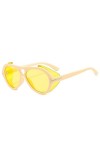 FOOOZ Lunettes de soleil Punk de luxe pour femmes Vintage lunettes de soleil épaisses hommes rétro rond noir jaune dégradé lu