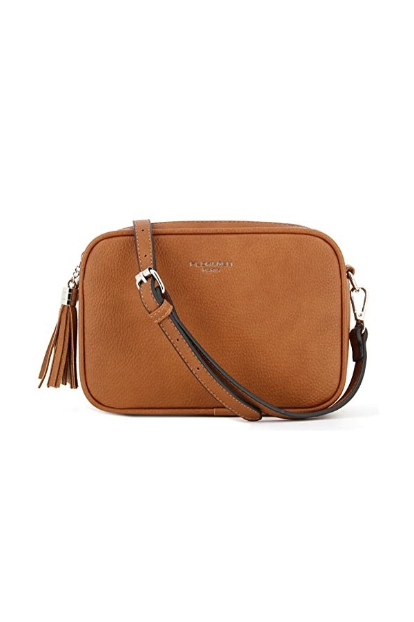 flora & co - Sac Caméra Bandoulière Femme Double Zip Frange - Sacoche Porté Epaule Croisé Forme Rectangle - Besace Ville Four