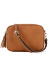 flora & co - Sac Caméra Bandoulière Femme Double Zip Frange - Sacoche Porté Epaule Croisé Forme Rectangle - Besace Ville Four
