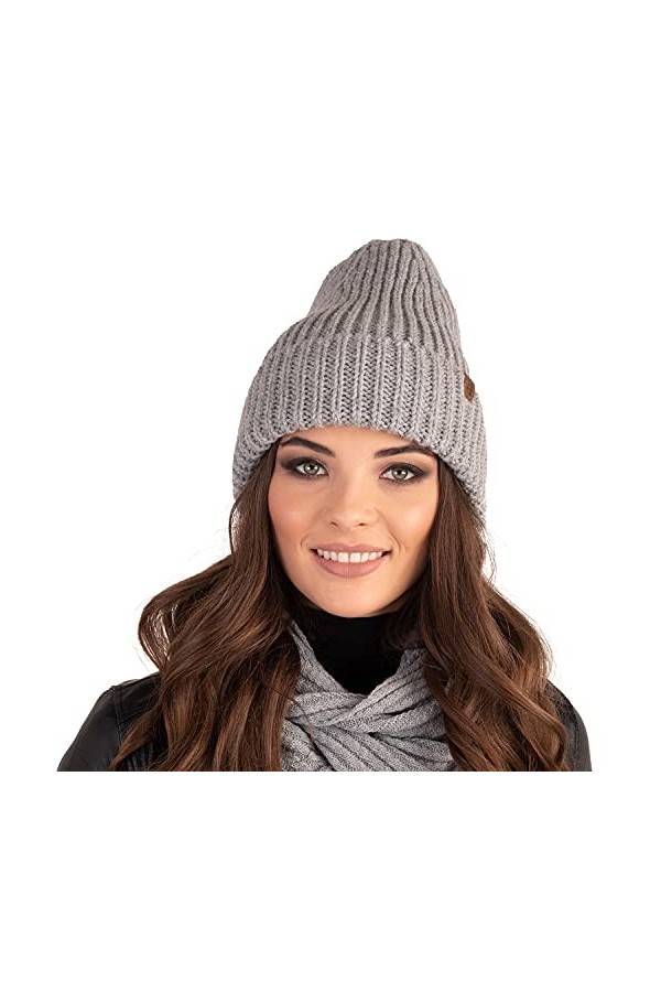 VIVISENCE Femme Bonnet Classique Et Élégant 7034, Gris,UNI