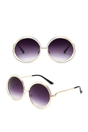 IIGOCG Lunettes de Soleil Rondes surdimensionnées Créateur de Marque for Femme Lunettes de Soleil à Verres dégradés Ronds Mon