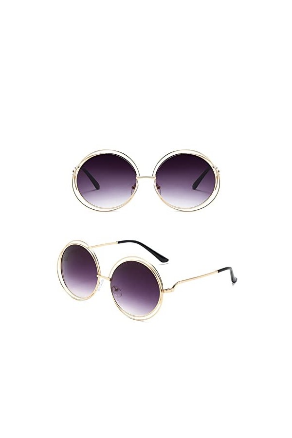 IIGOCG Lunettes de Soleil Rondes surdimensionnées Créateur de Marque for Femme Lunettes de Soleil à Verres dégradés Ronds Mon