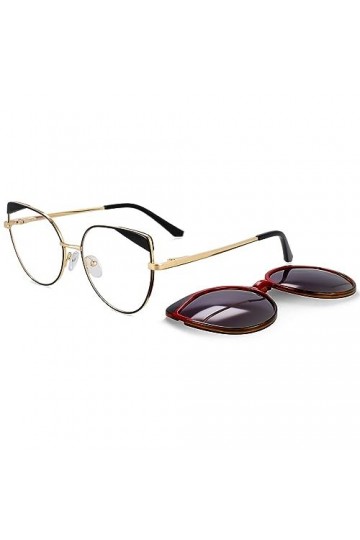 HPIRME Montures de lunettes rondes en forme dœil de chat Lunettes de soleil polarisées avec clip magnétique Lunettes légères