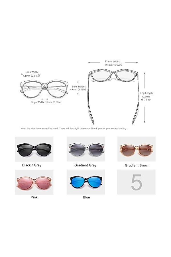 HPIRME Lunettes de soleil polarisées pour femmes Gradient Lens Lunettes de soleil, Rose, taille unique