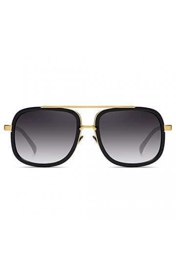 SHEEN KELLY Lunettes de soleil pilote surdimensionnées rétro Square Cadre en métal or pour hommes femmes gradient lentille