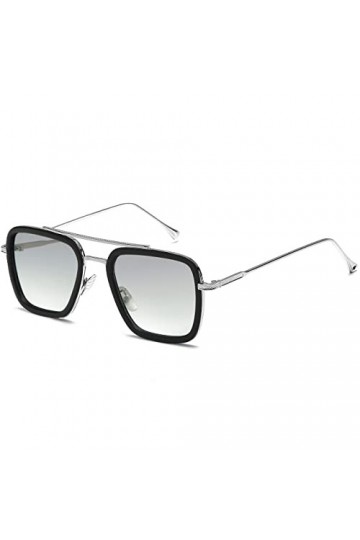 SHEEN KELLY Lunettes de soleil Hommes Femmes Rétro Pilote Carré Cadre en métal Rectangle Classique Mode Lunettes