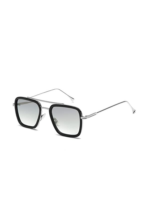 SHEEN KELLY Lunettes de soleil Hommes Femmes Rétro Pilote Carré Cadre en métal Rectangle Classique Mode Lunettes