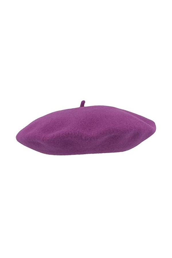Breiter Béret Basque pour Femme Bonnet, Taille Unique, 100% Laine, Woolmark®, Rose Foncé