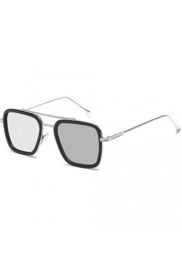 SHEEN KELLY Lunettes de soleil Hommes Femmes Rétro Pilote Carré Cadre en métal Rectangle Classique Mode Lunettes