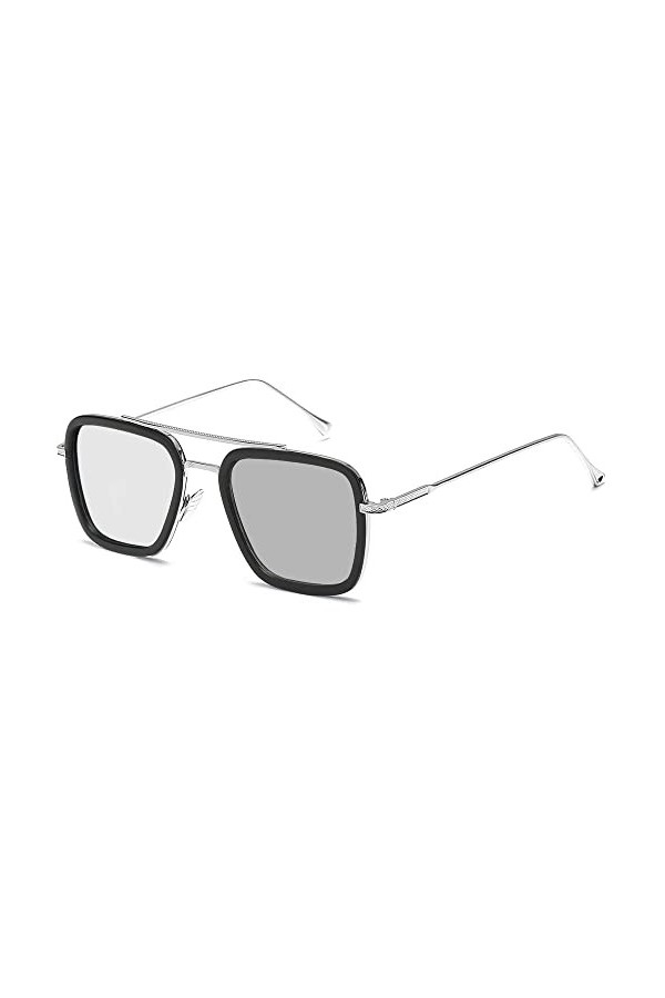 SHEEN KELLY Lunettes de soleil Hommes Femmes Rétro Pilote Carré Cadre en métal Rectangle Classique Mode Lunettes