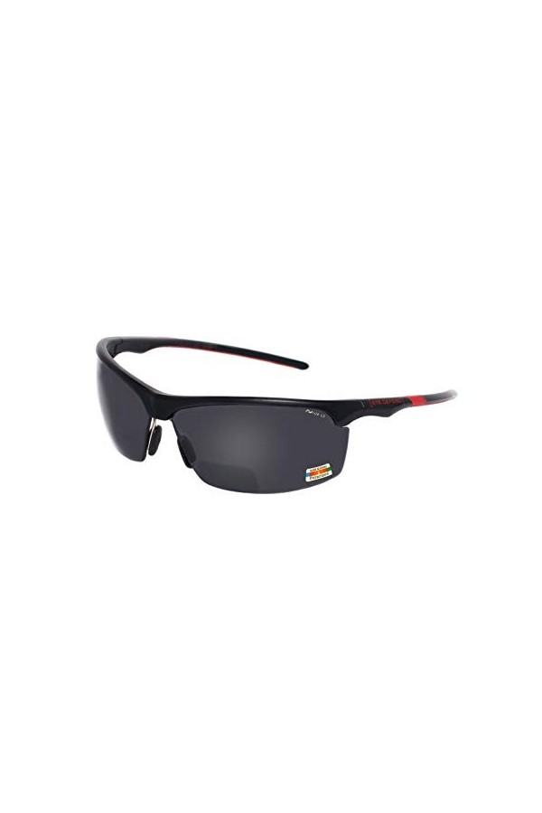 rainbow safety Lunettes de Soleil Sport Bifocale Polarisee Cyclisme Golf Pêche Conduite Pro P BLK-Red, 1.00D 