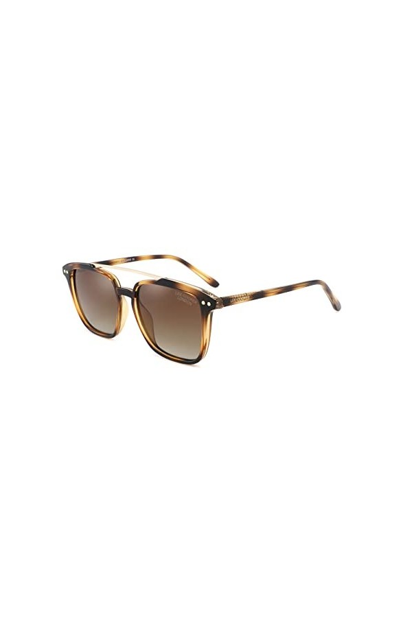 Lee Cooper Lunettes de soleil polarisées pour homme et femme - Nuances tendance à double pont, marron, Taille unique