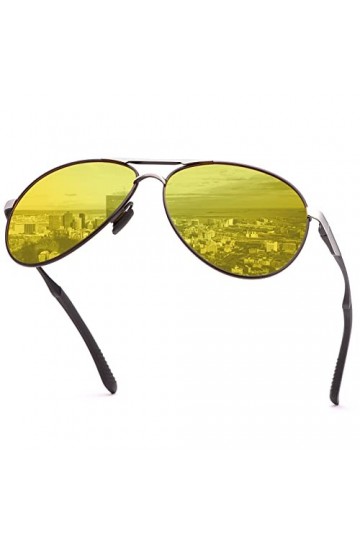 MIRYEA Lunettes de conduite de nuit polarisées pour homme et femme avec charnière à ressort Protection UV400 Lunettes de sole