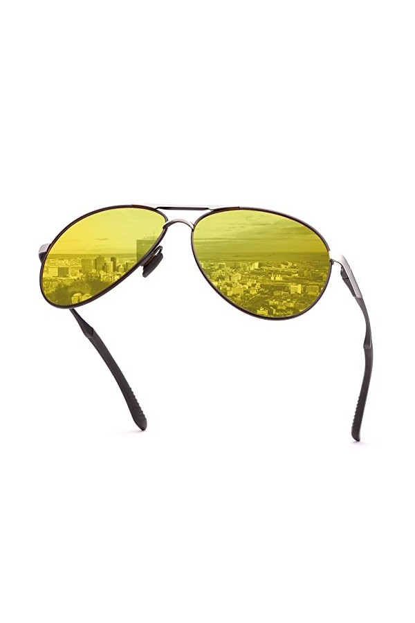 MIRYEA Lunettes de conduite de nuit polarisées pour homme et femme avec charnière à ressort Protection UV400 Lunettes de sole