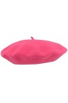 Breiter Béret Basque pour Femme Bonnet, Taille Unique, 100% Laine, Woolmark®, Rose Foncé