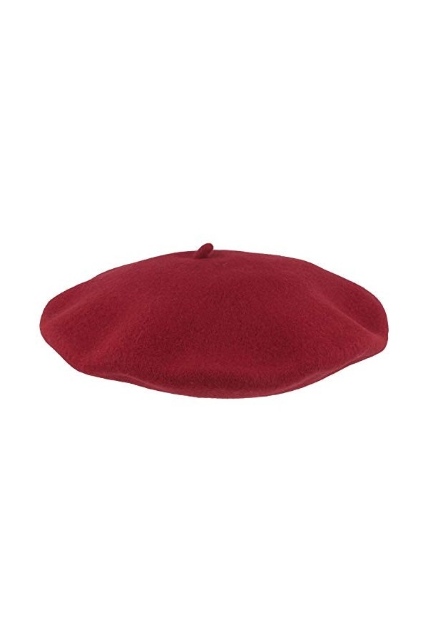 Breiter Béret Basque pour Femme Bonnet, Taille Unique, 100% Laine, Woolmark®, Rose Foncé