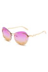 HPIRME Lunettes de soleil pour dames sans monture Vintage alliage surdimensionné dégradé lunettes de soleil femmes nuances cl