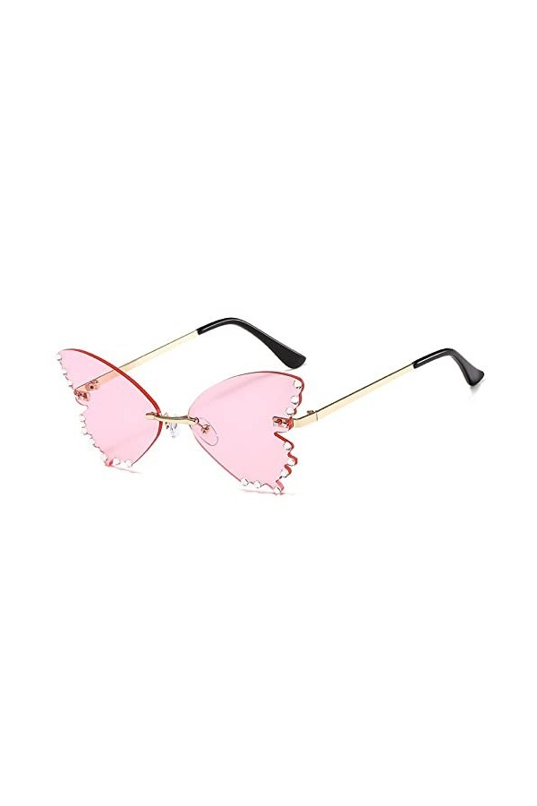 Lunettes Pour Femmes Sans Monture Cristal Papillon Oeil De Chat Lunettes De Soleil Femmes Alliage Lunettes De Soleil Pour Fem