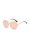 Haute Qualité Place Gold Frame Lunettes de soleil Femmes Sun polarisants Lunettes Mirror Rose avec la boîte UV400 Couleur : 