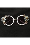 Nouveau Mode Rétro Décor floral Fleur de soleil Femmes Filles strass cristal Lunettes de soleil dété Glass Beach Couleur : 