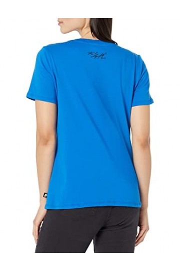 Karl Lagerfeld Paris Lunettes de soleil à manches courtes pour femme avec logo, Bleu français profond, Taille XS