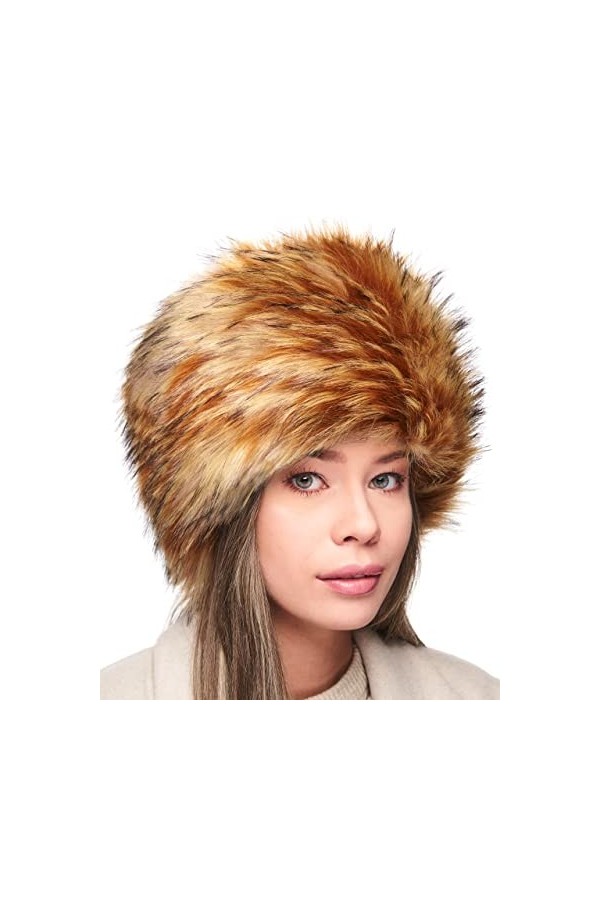 Futrzane Chapka en Fourrure pour Femme Toque de Style Russe M, Perdrix 