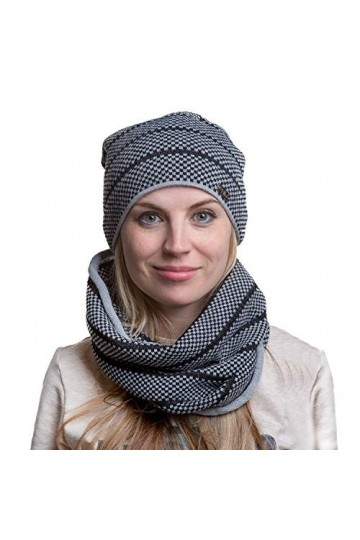 filloo KPL-17-10 Bonnet + Cache-Cou Feminin Top Qualité Élégant- Fabriqué en UE, Gris Foncé,Taille Unique