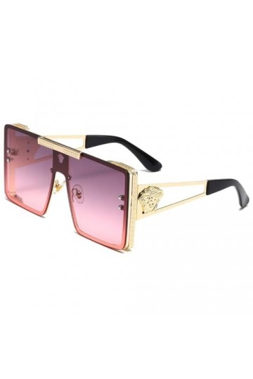 Lunettes de Soleil Lunettes Monture Lunettes Accessoires Femmes Mode Carré Extérieur Métal Hommes Lunettes, Or Rose, H
